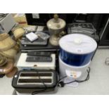 AN ASSORTMENT OF ITEMS TO INCLIUDE DVD PLAYERS, A TOASTER AND LAMP ETC