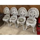 FOUR VINTAGE CAST ALLOY GARDEN CHAIRS