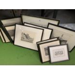 ELEVEN MOUNTED AND FRAMED PRINTS TO INCLUDE PIAZZA SAN LORENZO