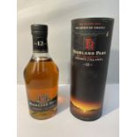 A 75CL BOTTLE OF HIGHLAND PARK SINGLE MALT SCOTCH WHISKY 40% VOL. THIS 12 YEAR AGED WHISKY WAS