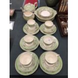 A QUANTITY OF TAMS WARE 'MELTON' CHINA TEAWARE TO INCLUDE, SIX TRIOS, TUREEN, BOWLS,TEAPOT, CREAM