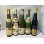 FIVE BOTTLES OF GERMAN WINE OF DIFFERENT YEARS TO INCLUDE 1983, 1989, 1981