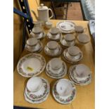 A QUANTITY OF CHINA CUPS AND SAUCERS, ETC TO INCLUDE COLCLOUGH CHINA AND CROWN REGENT