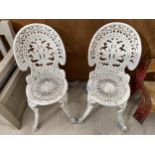 TWO VINTAGE CAST ALLOY BISTRO CHAIRS