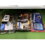 THREE BOXES OF BOOKS COVERING A VARIETY OF SUBJECTS INCLUDING COOKERY, TRAVEL, TRANSPORT, FOOTBALL