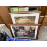 AN ASSORTMENT OF FRAMED PICTURES AND MIRRORS