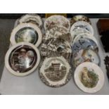 A COLLECTION OF CABINET PLATES TO INCLUDE IRONSTONE, WEDGWOOD, ETC, (14 IN TOTAL)