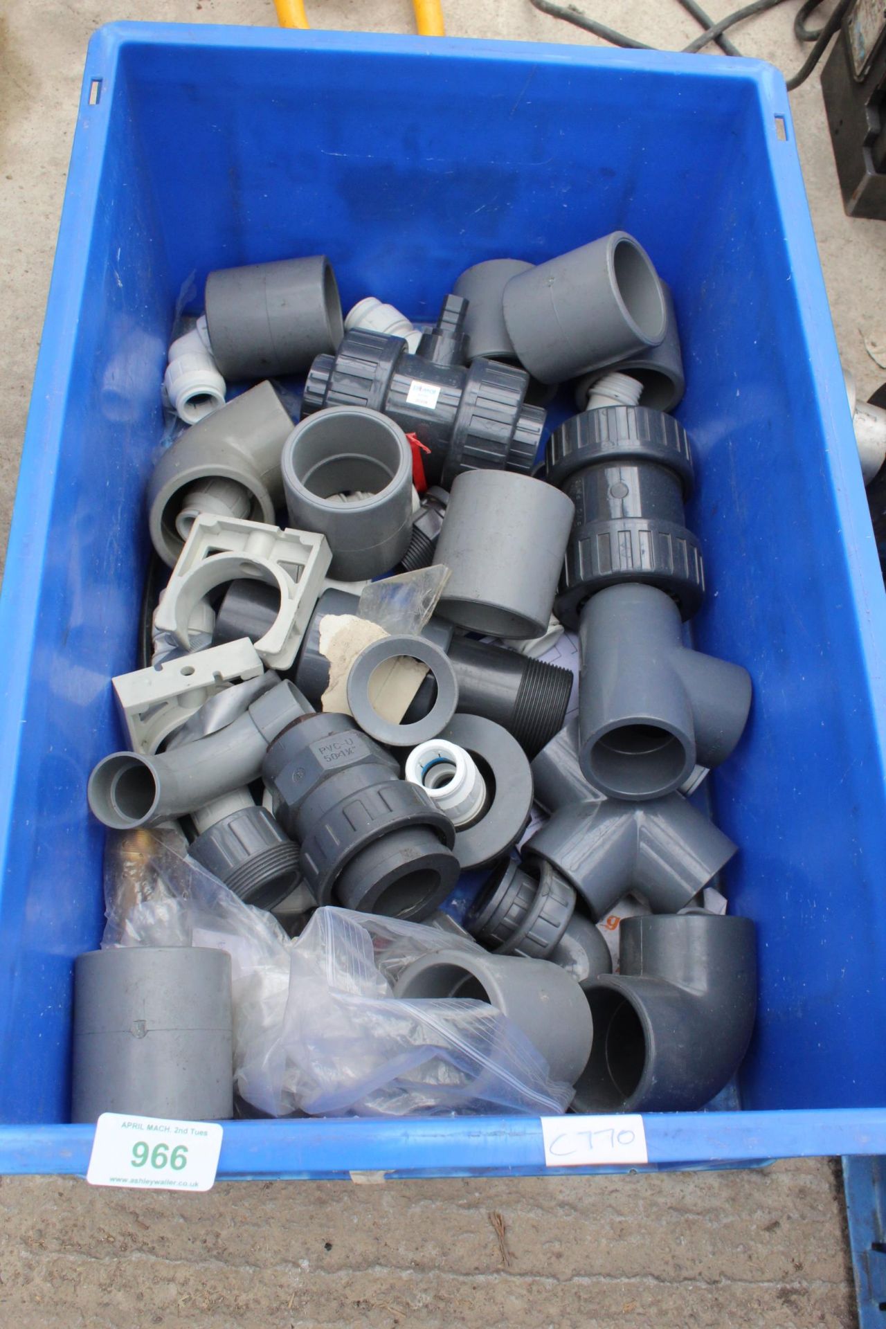 A BOX OF PLASTIC FITTINGS NO VAT