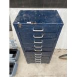 A VINTAGE 10 DRAWER METAL FILING CABINET