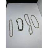 FOUR MARKED SILVER BRACELETS TO INCLUDE A SIAM, ROPE ETC