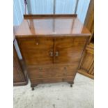 A MID 20TH CENTURY SHINY WALNUT TALLBOY ON CABRIOLE LEGS, 33" WIDE