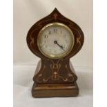 AN EDWARDIAN INLAID MANTLE CLOCK