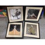 A SET OF FOUR FRAMED ART DECO STYLE PRINTS OF LADIES