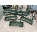 AN ASSORTMENT OF WOODEN PLANTER TROUGHS