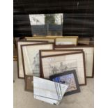 AN ASSORTMENT OF FRAMED PRINTS AND PICTURES