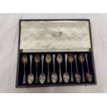A BOXED SET OF TWELVE HALLMARKED LONDON SILVER SPOONS