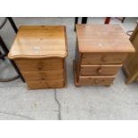 TWO MODERN PINE BEDSIDE CHESTS