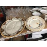 A LARGE GEORGE JONES AND SONS 1874-1924 PLATTER PLUS THREE WOODS IVORYWARE SERVING PLATES