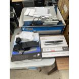 AN ASSORTMENT OF ITEMS TO INCLUDE A FUNAI VHS/DVD PLAYER, A DVD PLAYER AND A SET TOP BOX ETC