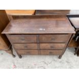 AN EARLY 20TH CENTURY OAK CHEST OF THREE DRAWERS, 39" WIDE
