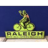 A 'RALEIGH' BICYCLES TIN PLATE SIGN 70CM X 50CM