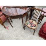 A MODERN MAHOGANY HALL TABLE AND SMALL BEDROOM CHAIR