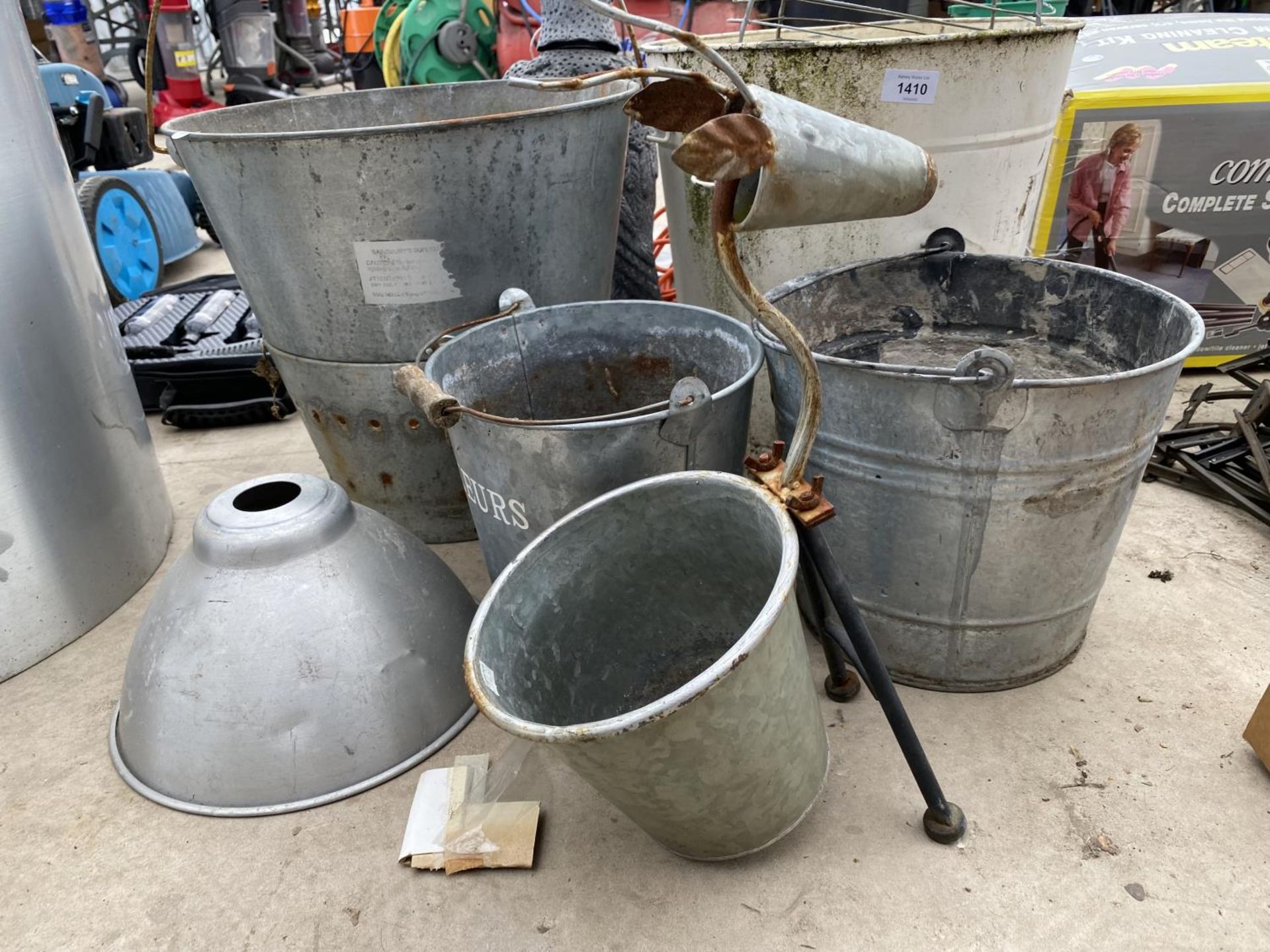 AN ASSORTMENT OF VINTAGE GALVANISED BUCKETS - Image 2 of 3