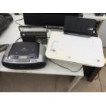 A HP PRINTER COPIER, A RADIO AND A CD PLAYER