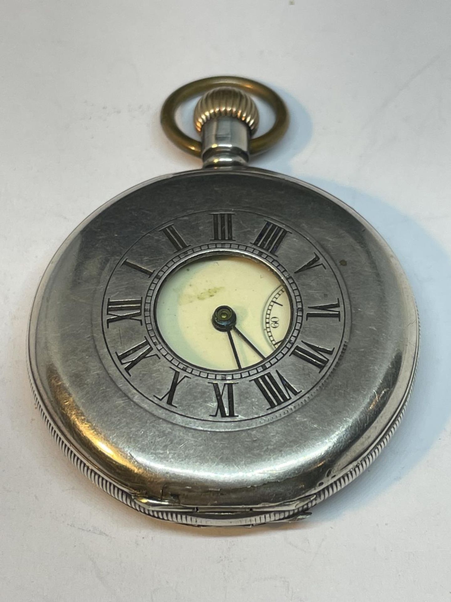 A WALTHAM HALF HUNTER HALLMARKED BIRMINGHAM SILVER POCKET WATCH