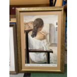 A LARGE FRAMED PRINT OF MUCHACHA DE ESPALDAS FROM THE MUSEO REINA SOFIA COLLECTION BY SALVADOR