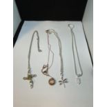 FOUR MARKED SILVER NECKLACES WITH PENDANTS