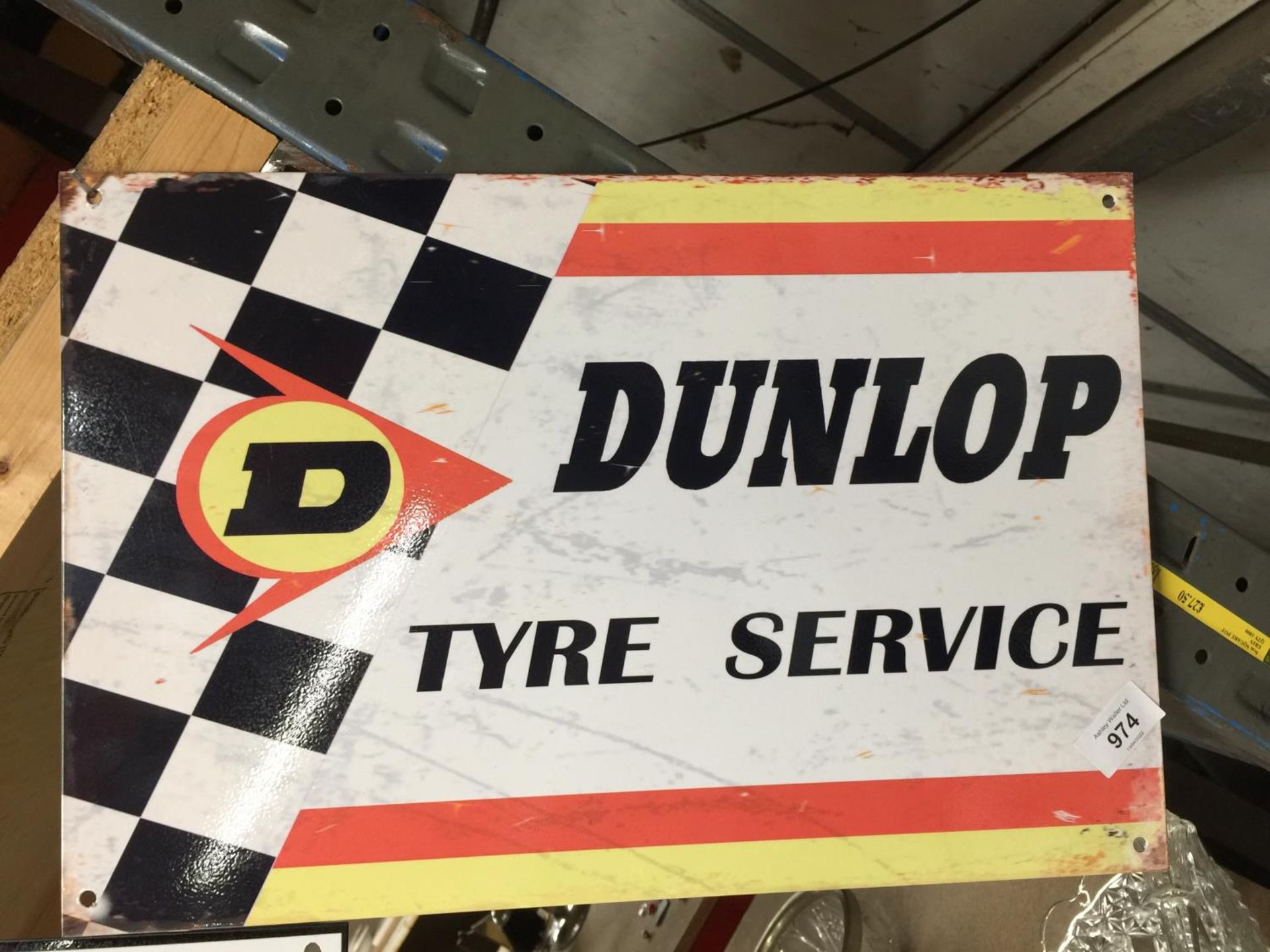 A DUNLOP TYRE SERVICE METAL SIGN 45.5CM X 30.5CM