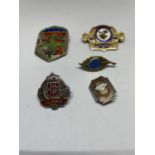 FIVE MARKED SILVER BADGES