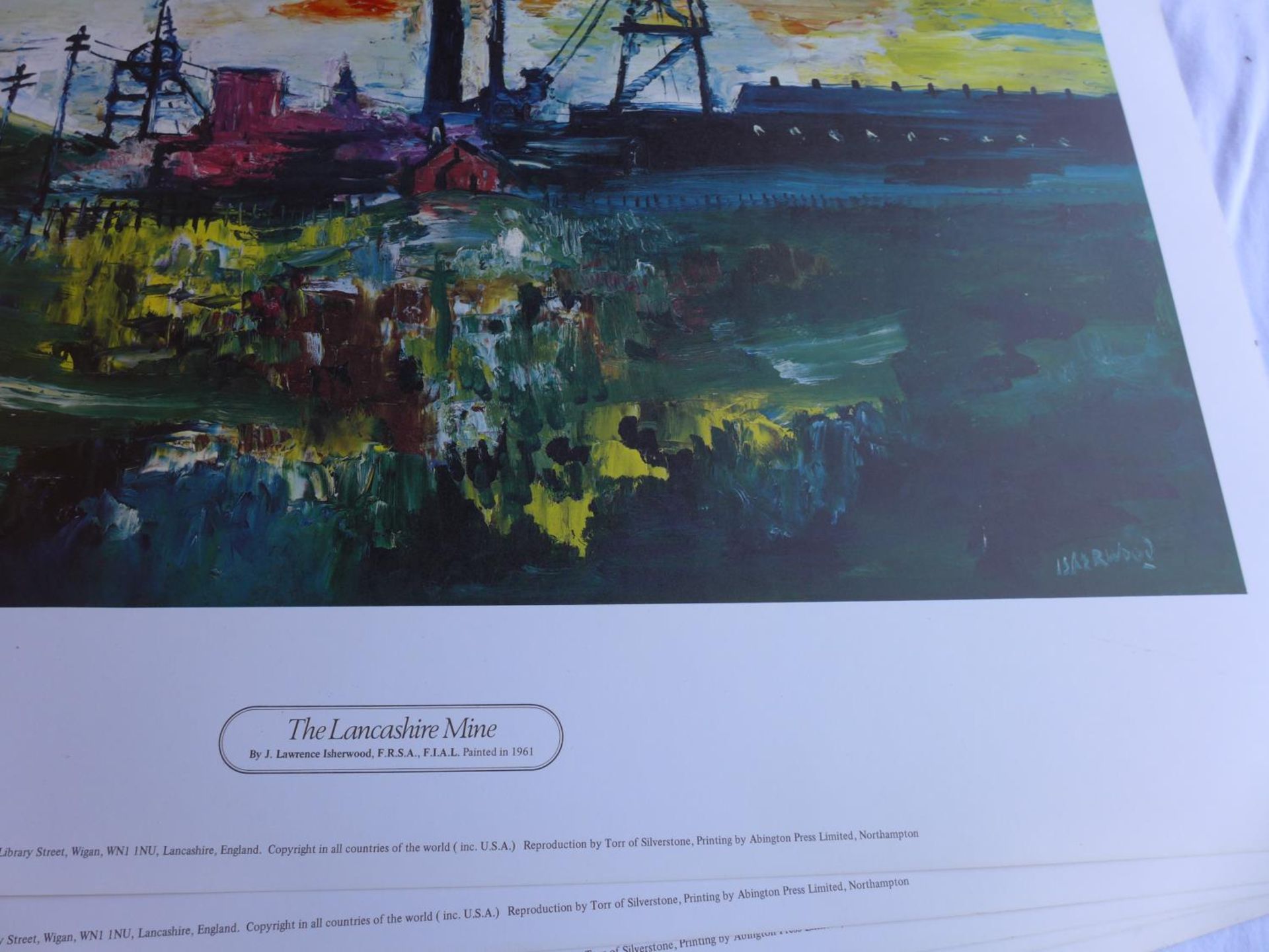 JAMES LAWRENCE ISHERWOOD - FIVE COLOURED PRINTS OF "THE LANCASHIRE MINE", EACH 40X60CM, PRINT WITH - Image 3 of 6