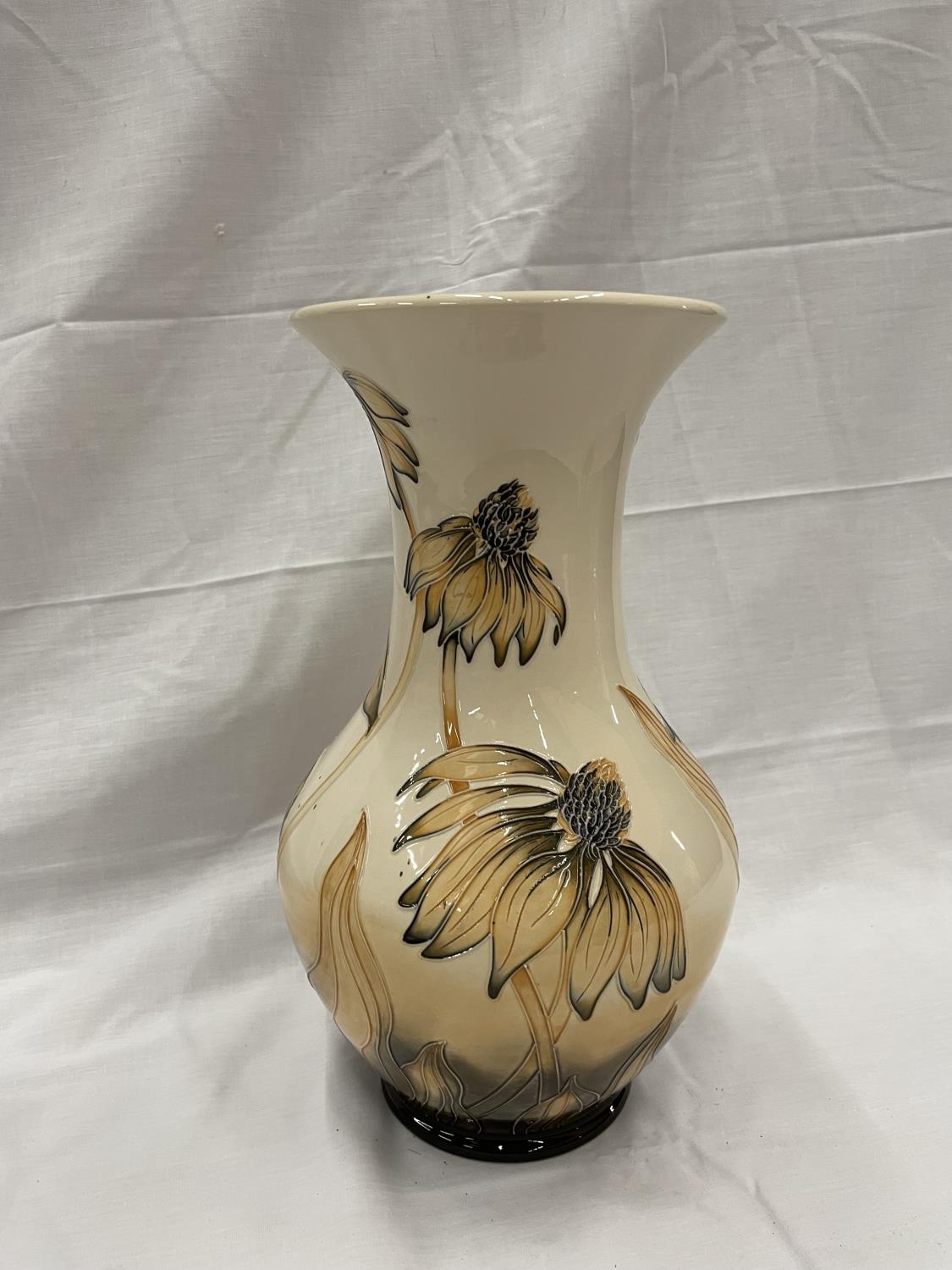 A LARGE MOORCROFT CORNFLOWER TRIAL VASE 23.10.02 HEIGHT 34CM