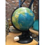 AN ILLUMINATED WORLD GLOBE HEIGHT APPROX 38CM