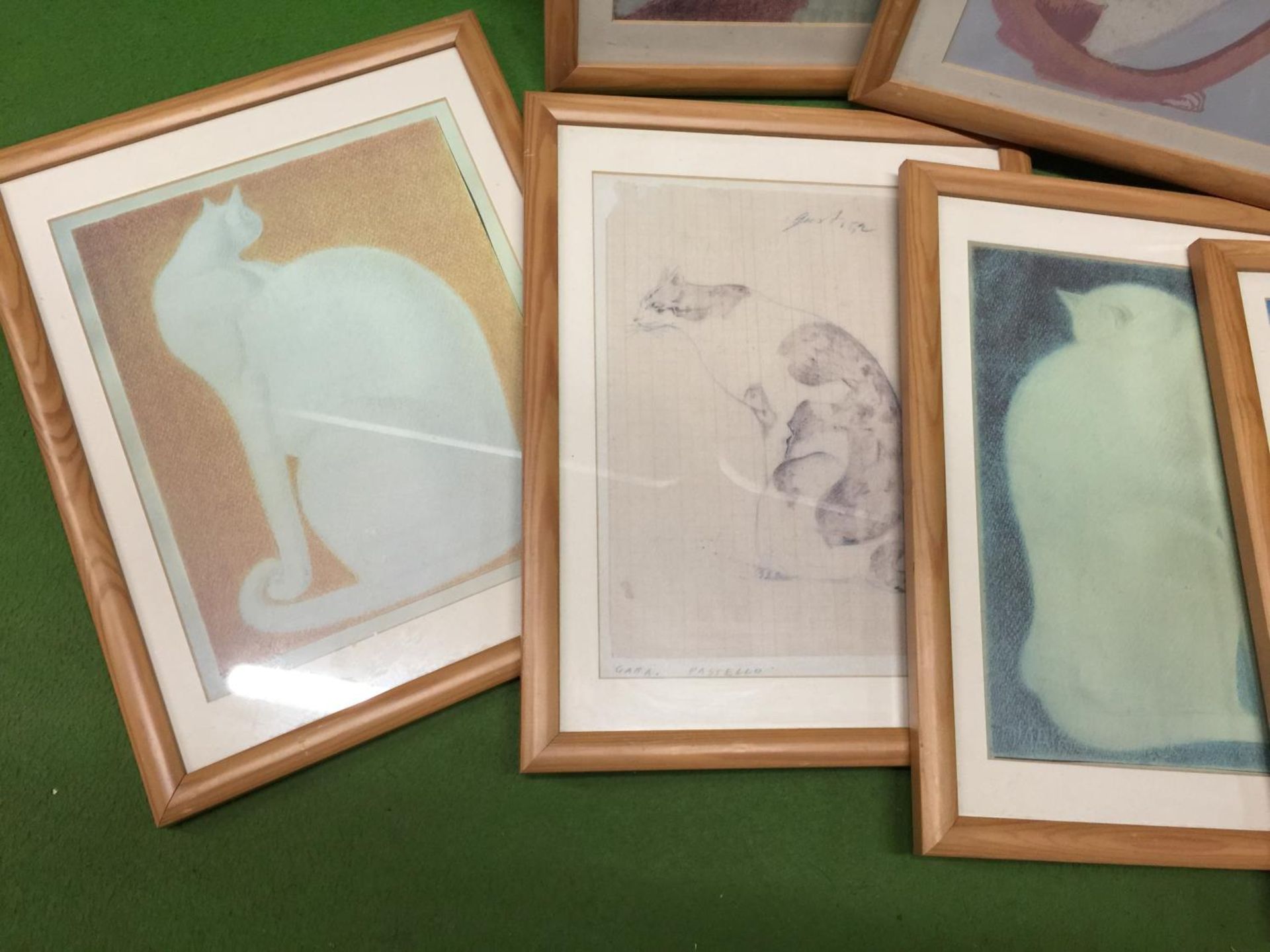 TEN VARIOUS PINE FRAMED CAT PRINTS - Image 4 of 8