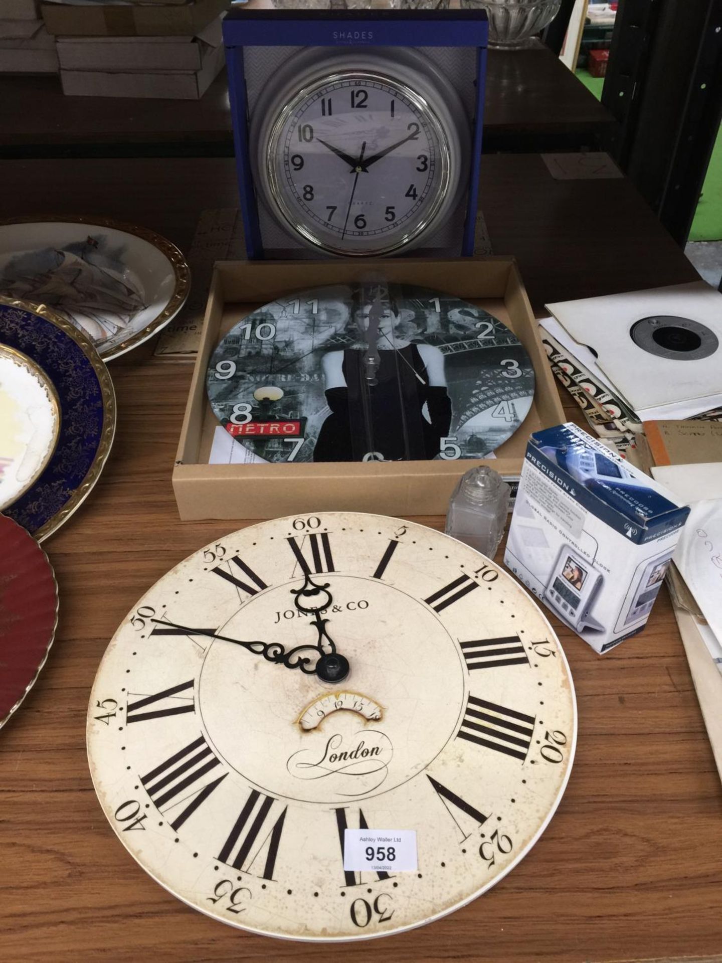 THREE WALL CLOCKS AND A DIGITAL RADIO CONTROLLED CLOCK