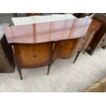 A MAHOGANY AND INLAID REGENCY STYLE SIDEBOARD, 66" WIDE