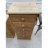 A PINE CHEST OF SIX DRAWERS, 19" WIDE
