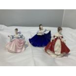THREE ROYAL DOULTON MINIATURE LADIES TO INCLUDE 'REBECCA' HN3414, 'SOUTHERN BELLE' HN3174 AND '