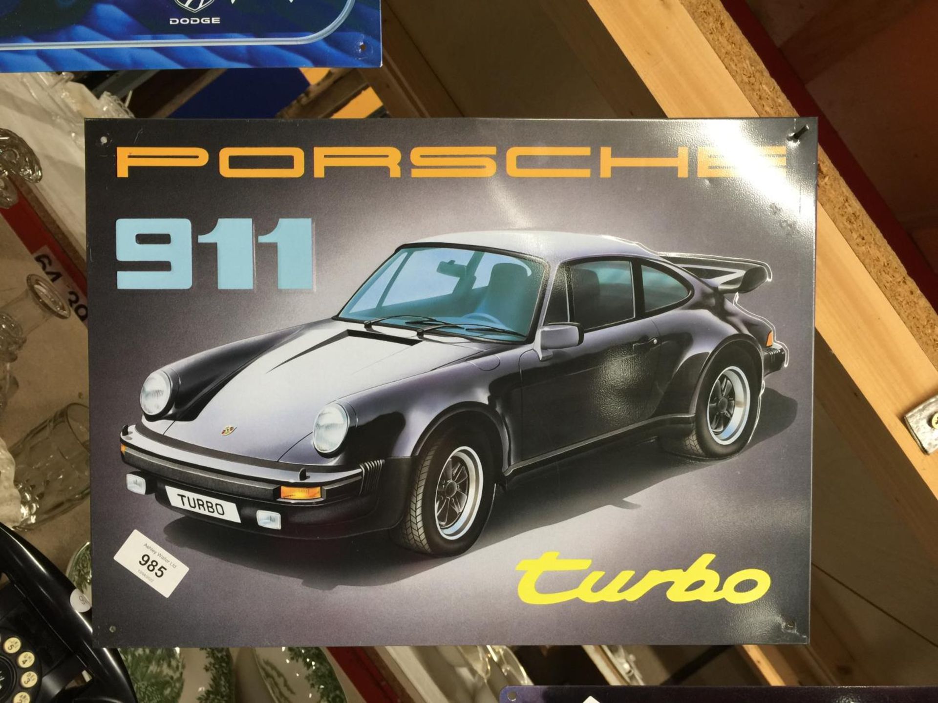 A PORSHE 911 TURBO METAL SIGN 41CM X 30CM