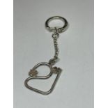 A HALLMARKED BIRMINGHAM SILVER 21 KEY RING WITH FOUR LEAF CLOVER DECORATION