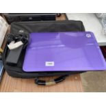 A HP LAPTOP WITH LAPTOP BAG AND CHARGER