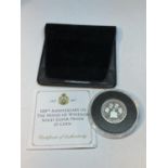 A 100TH ANNIVERSARY OF THE HOUSE OF WINDSOR SOLID SILVER PROOF £1 COIN WITH CERTIFICATE OF