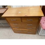 A MODERN PINE CHEST OF TWO SHORT AND THREE LONG DRAWERS, 31.5" WIDE