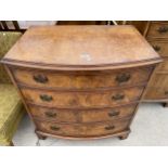 A WALNUT BEVAN FUNELL BOWFRONTED CHEST OF FOUR GRADUATED DRAWERS, 31" WIDE