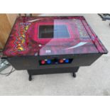 A VINTAGE AND RETRO 1980'S VIDEO NOSTALIGIA GAMES TABLE PRE LOADED WITH EIGHT GAMES TO INCLUDE