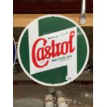 A ROUND CASTROL MOTOR OIL TIN SIGN DIAMETER 35.5CM