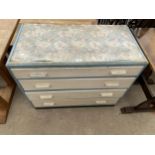 A MID 20TH CENTURY PAINTED CHEST OF FOUR DRAWERS, 36" WIDE